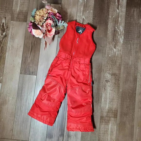 Kamik Kids Storm Snow Bib Pants with Fleece Bib Red Size 2 24m EUC - Picture 13 of 15